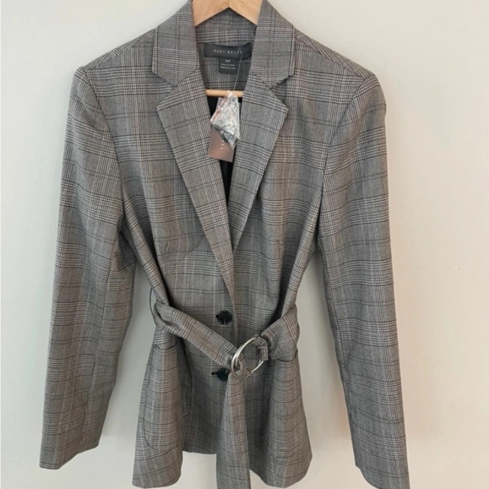NWT: Gary Glen Plaid Belted Blazer- size Small